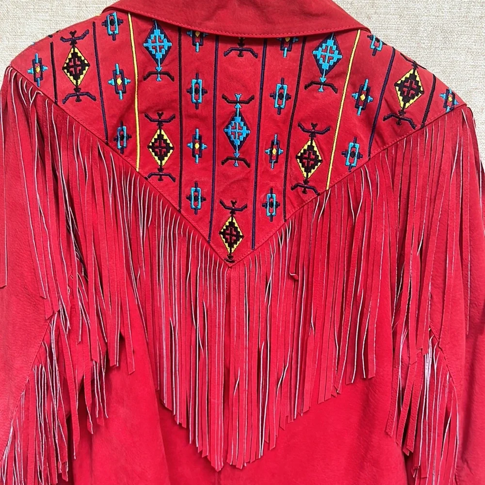Excelled Collection Medium Red Embroidered Jacket - Picture 2 of 8